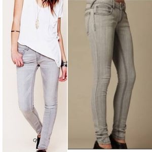 Free People low rise skinny gray wash jeans 27